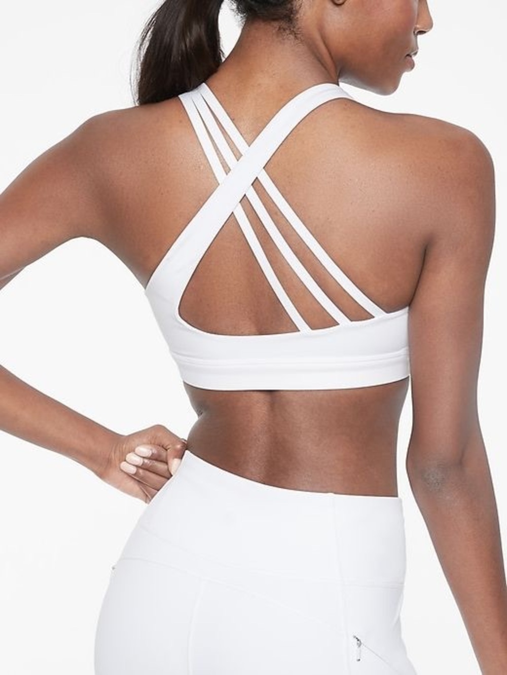 Athleta Run Free Sports Bra White XS